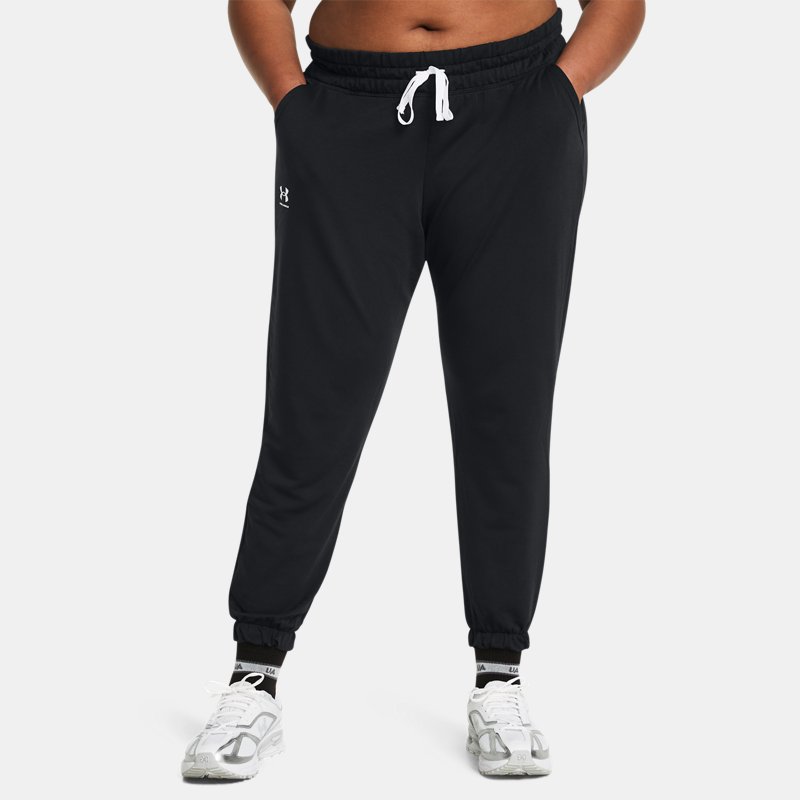 Women's Under Armour Rival Terry Joggers Black / White 3X